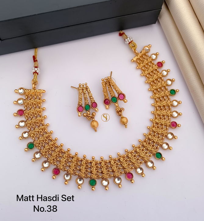 38 MH Designer Matte Golden Hasadi Set Wholesale Price In Surat
